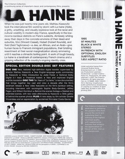 Haine: Criterion Collection, La DVD movie collectible [Barcode 715515023023] - Main Image 3