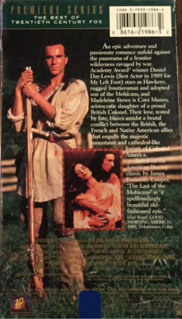 Last Of The Mohicans VHS movie collectible [Barcode 086162198632] - Main Image 2