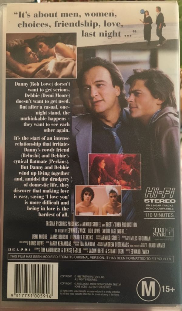 About Last Night... VHS movie collectible [Barcode 5050582479195] - Main Image 2