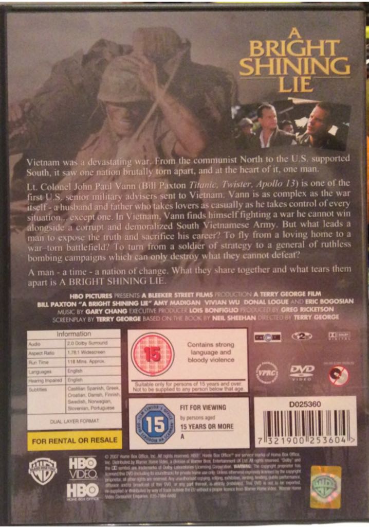 A Bright Shining Lie DVD movie collectible [Barcode 7321900253604] - Main Image 2