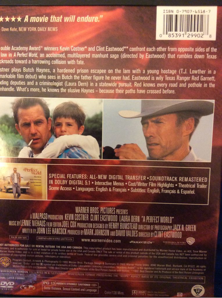 A Perfect World DVD movie collectible [Barcode 9325336103036] - Main Image 2