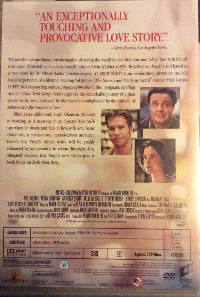 At First Sight Blu-ray movie collectible [Barcode 7321979574471] - Main Image 2