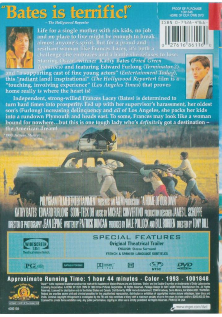 Home of Our Own, A Laser Disc movie collectible [Barcode 780063044714] - Main Image 2