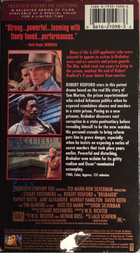 Brubaker VHS movie collectible [Barcode 086162109836] - Main Image 2