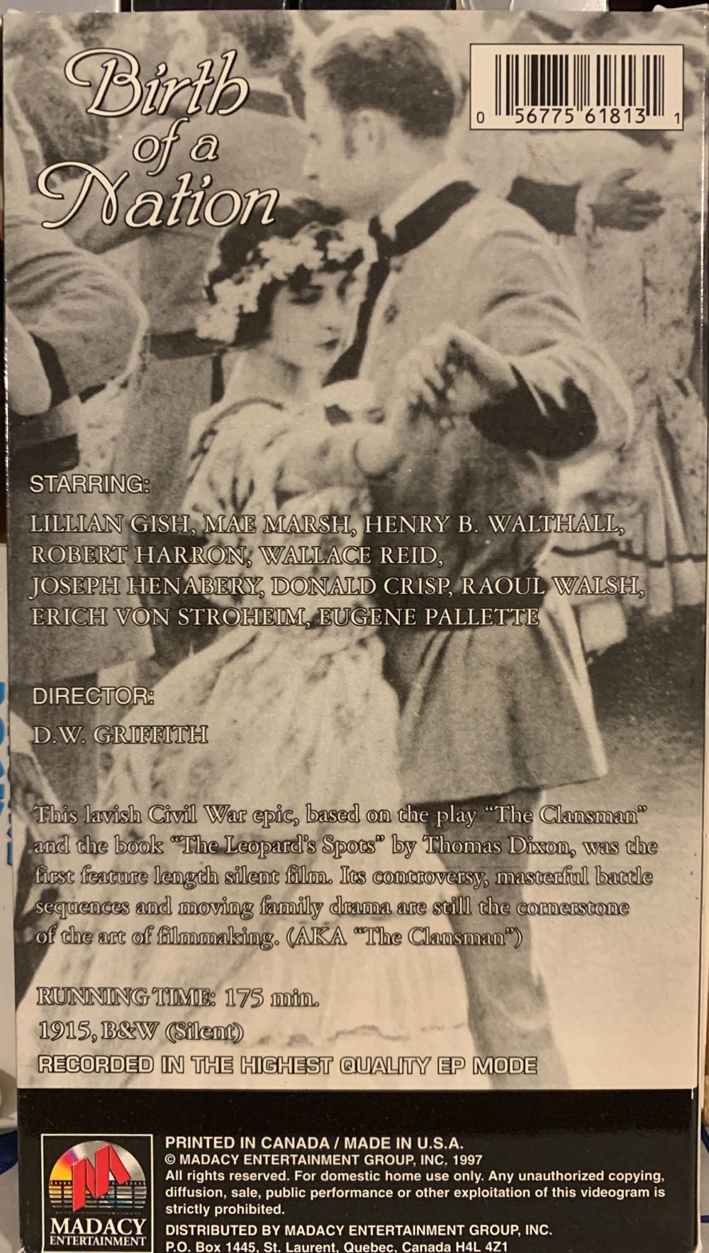 The Birth of a Nation VHS movie collectible [Barcode 056775618131] - Main Image 2