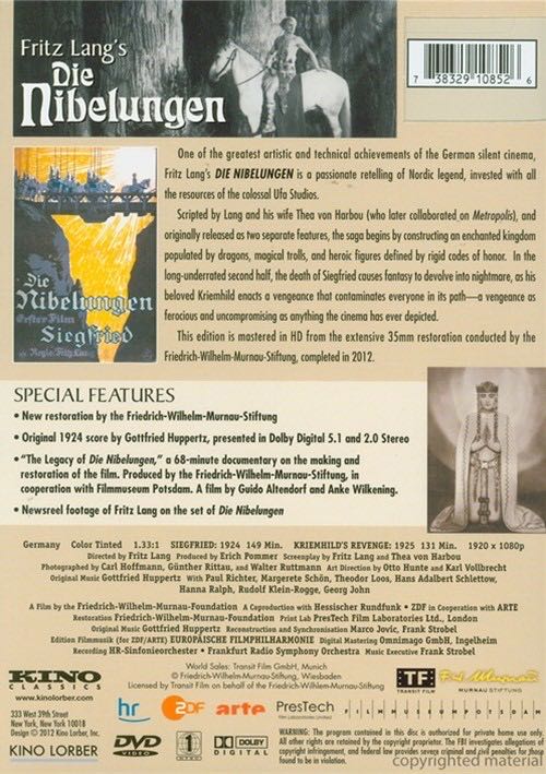 Die Nibelungen DVD movie collectible [Barcode 738329026523] - Main Image 2
