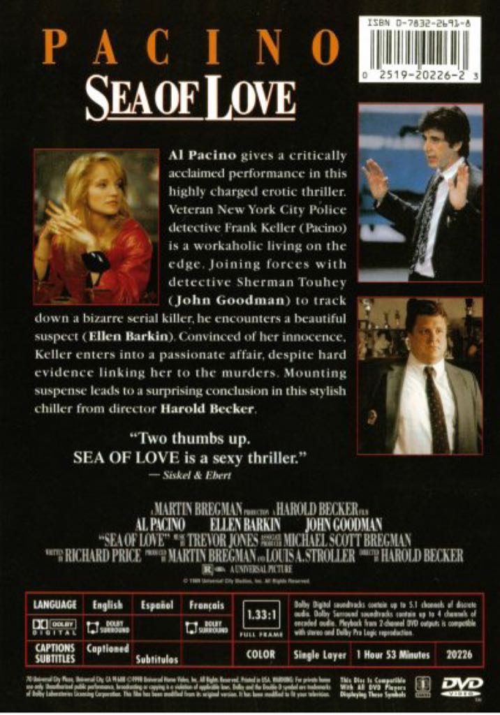 Sea of Love DVD movie collectible [Barcode 025192022623] - Main Image 2