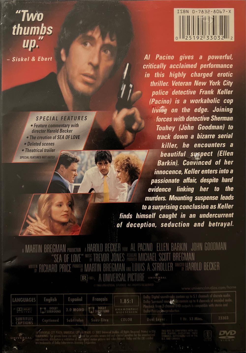 Sea of Love - Collector’s Edition DVD movie collectible [Barcode 025192330322] - Main Image 4