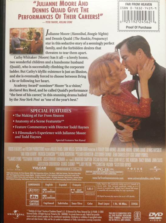 Far From Heaven DVD movie collectible [Barcode 025192245626] - Main Image 2