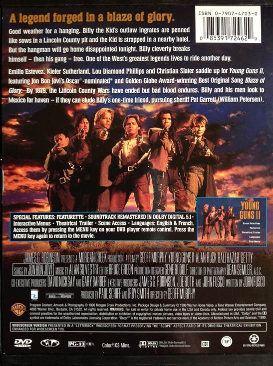 Young Guns II DVD movie collectible [Barcode 085391724629] - Main Image 2