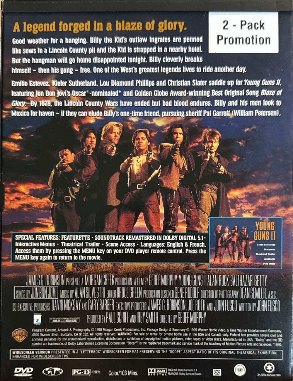 Young Guns II DVD movie collectible [Barcode 7321931172462] - Main Image 2