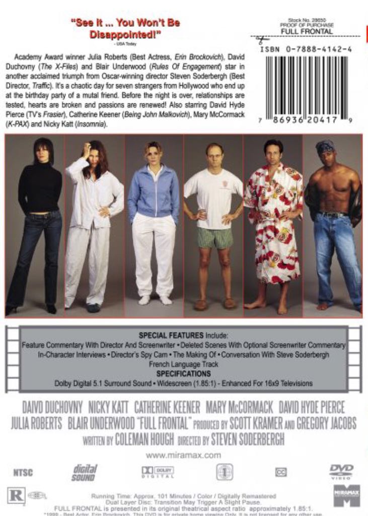 Full Frontal DVD movie collectible [Barcode 065935145448] - Main Image 2