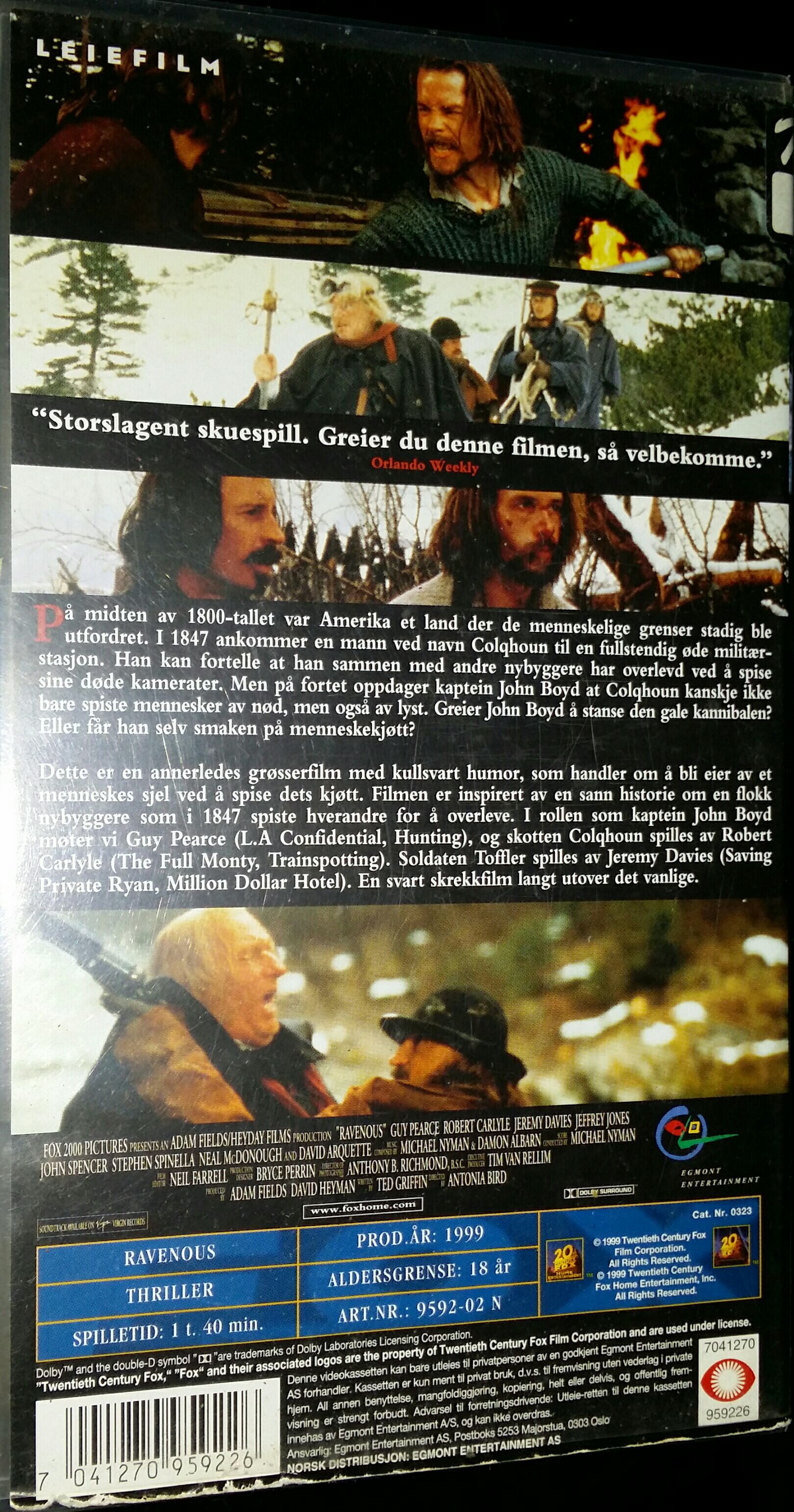 Ravenous VHS movie collectible [Barcode 7041270959226] - Main Image 2