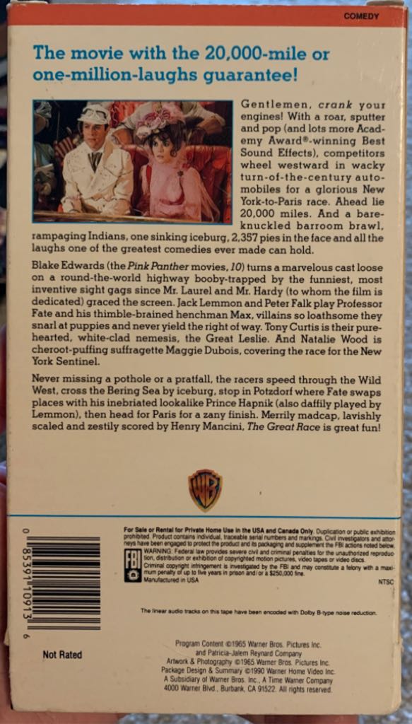 Great Race, The VHS movie collectible [Barcode 085391109136] - Main Image 2