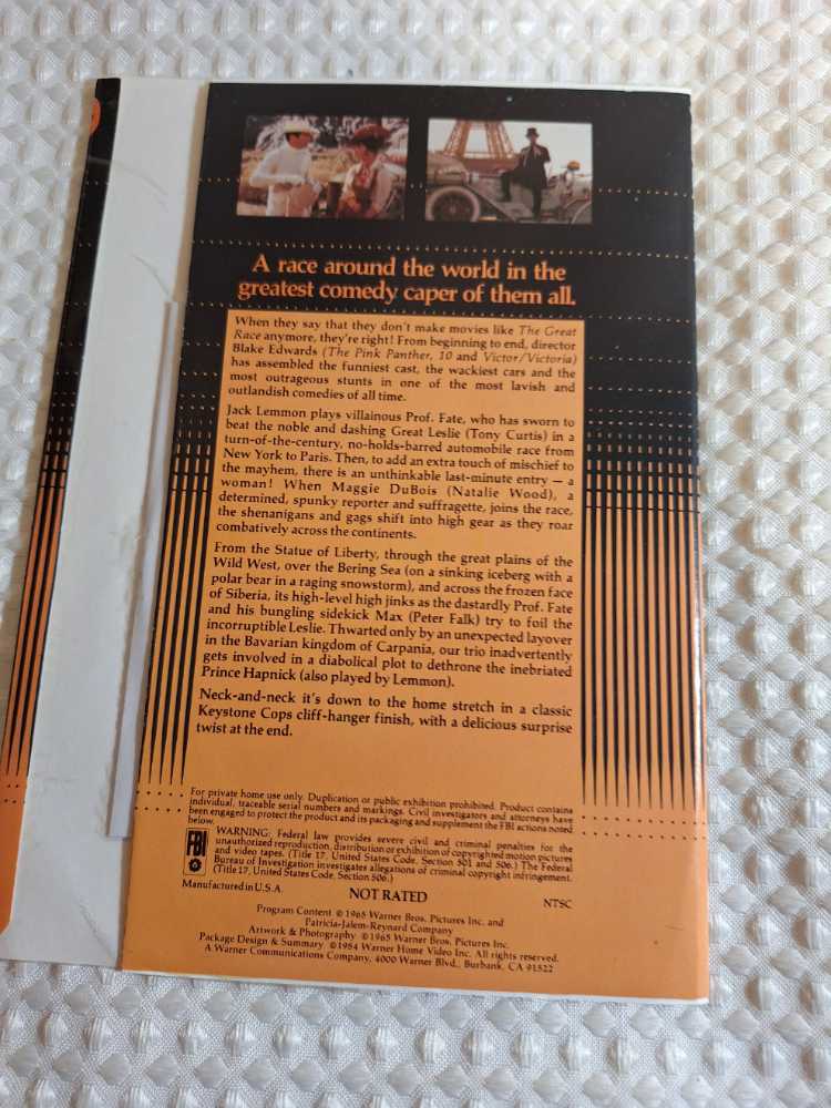 Great Race,The (1965) (Clamshell) VHS movie collectible [Barcode 5014780110915] - Main Image 2