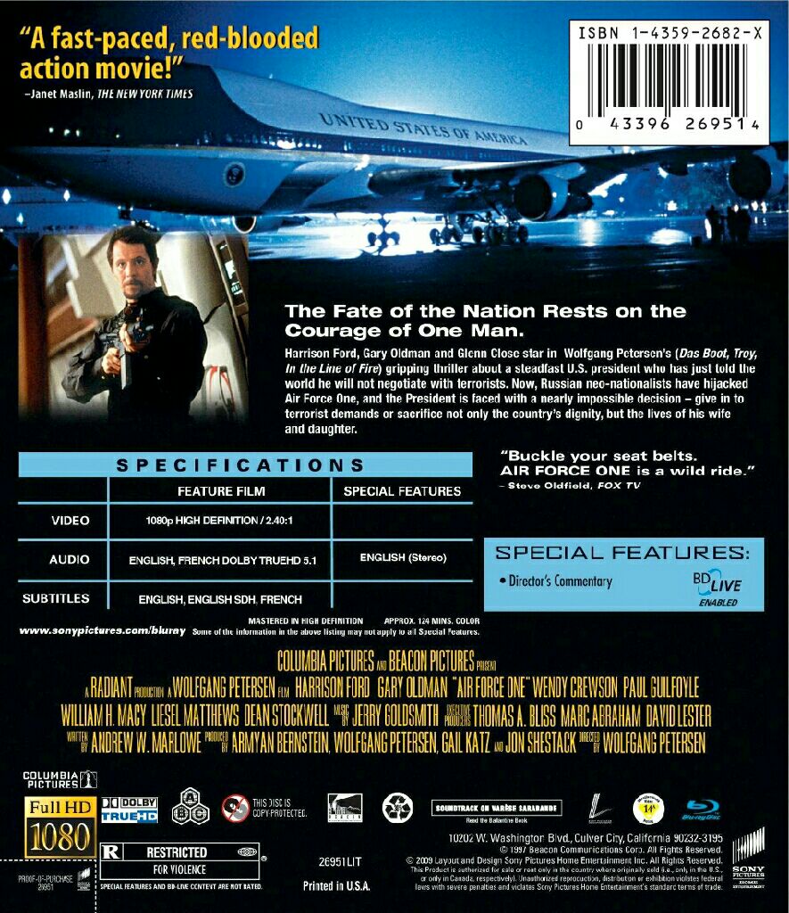 Air Force One Blu-ray movie collectible [Barcode 0043396269514] - Main Image 2