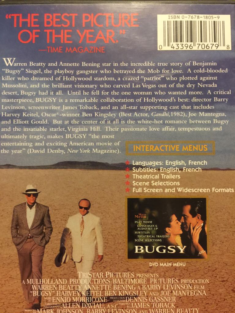 Bugsy DVD movie collectible [Barcode 043396706798] - Main Image 2