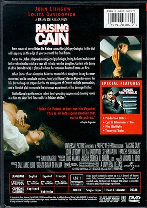 Raising Cain DVD movie collectible [Barcode 5050582266382] - Main Image 2