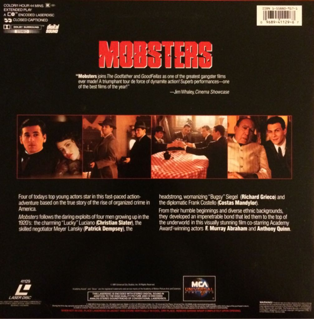 Mobsters Laser Disc movie collectible [Barcode 096894112967] - Main Image 2