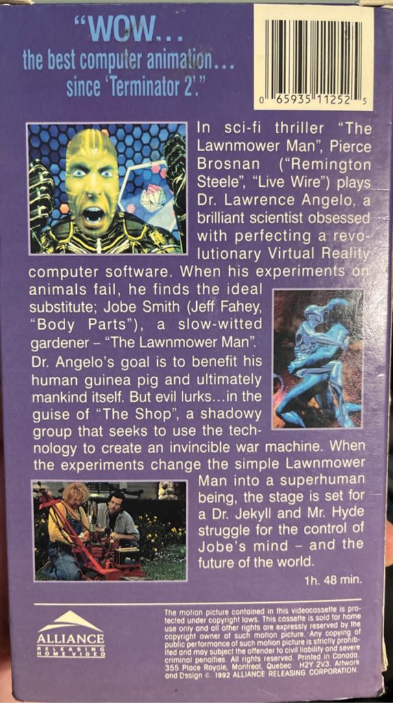 Lawnmower Man 1 the VHS VHS movie collectible [Barcode 065935112525] - Main Image 2