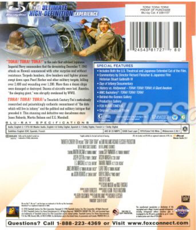 Tora! Tora! Tora! Blu-ray movie collectible [Barcode 024543817284] - Main Image 2