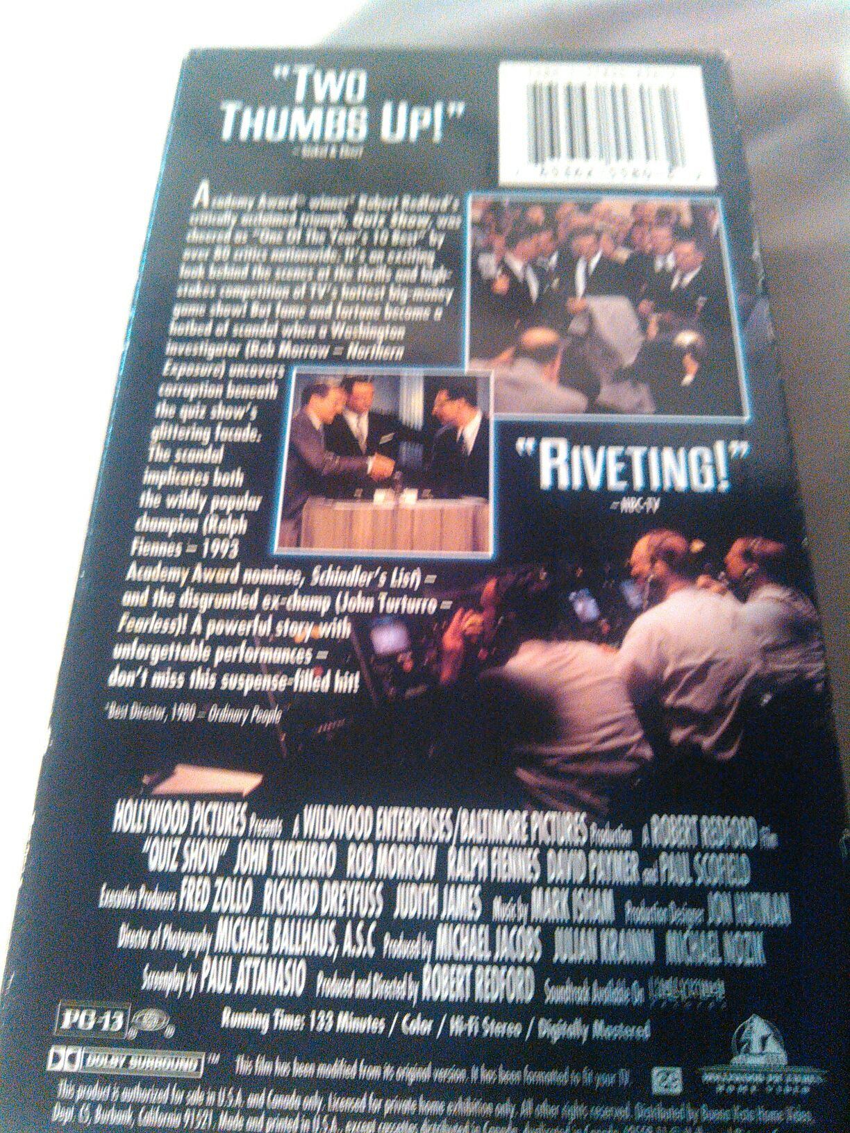 Quiz Show VHS movie collectible [Barcode 765362558032] - Main Image 2