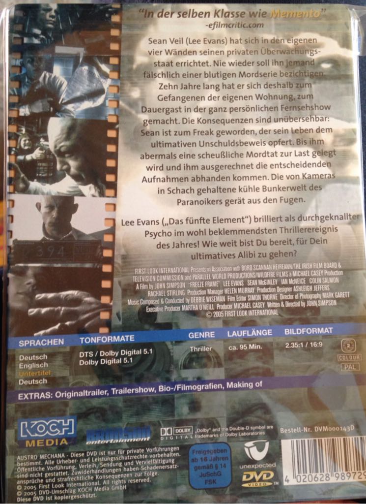 Freeze Frame DVD movie collectible [Barcode 4020628989729] - Main Image 2