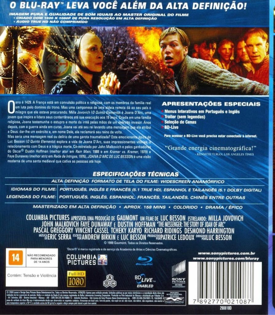 The Messenger: The Story of Joan of Arc 067 Blu-ray movie collectible [Barcode 0043396256194] - Main Image 2