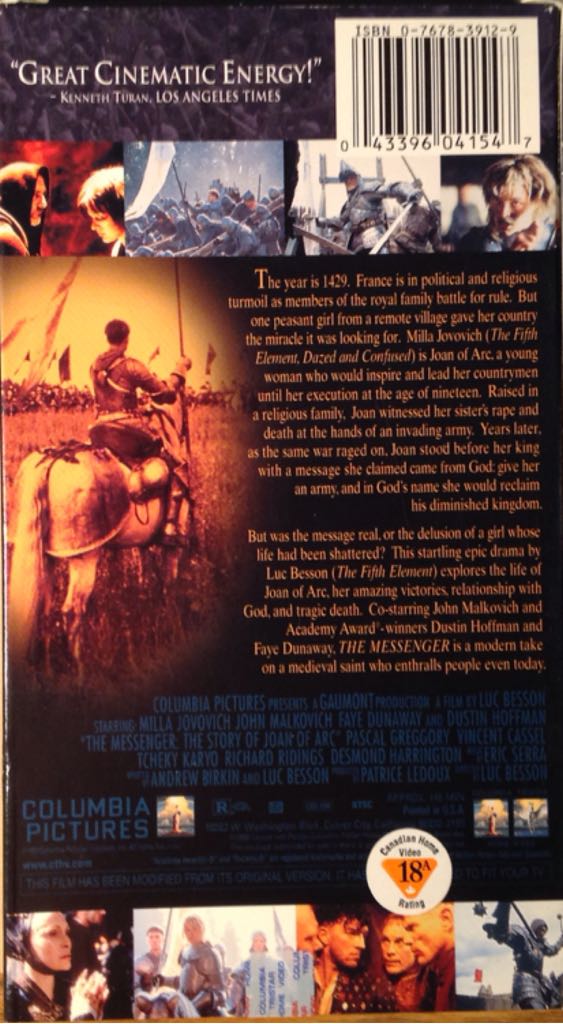 The Messenger: The Story of Joan of Arc VHS movie collectible [Barcode 043396041547] - Main Image 2