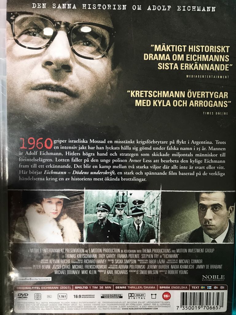 Eichmann DVD movie collectible [Barcode 7350019706657] - Main Image 2