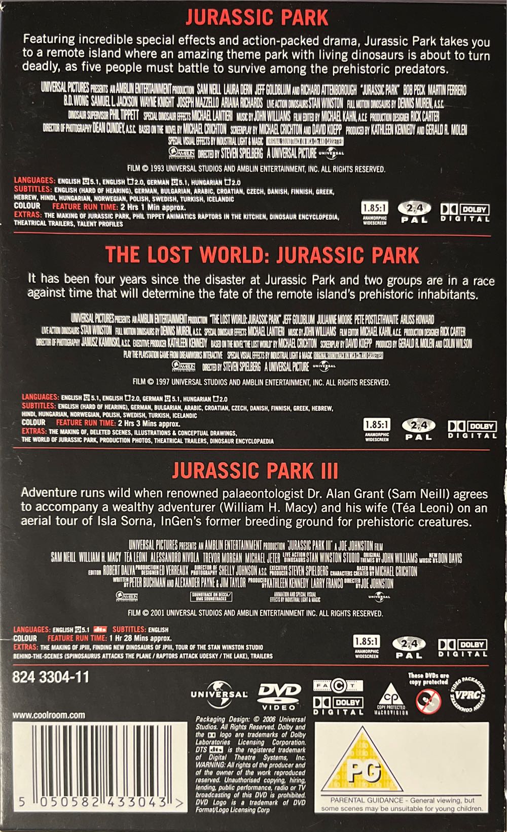 Jurassic Park Trilogy DVD movie collectible [Barcode 5050582433043] - Main Image 2