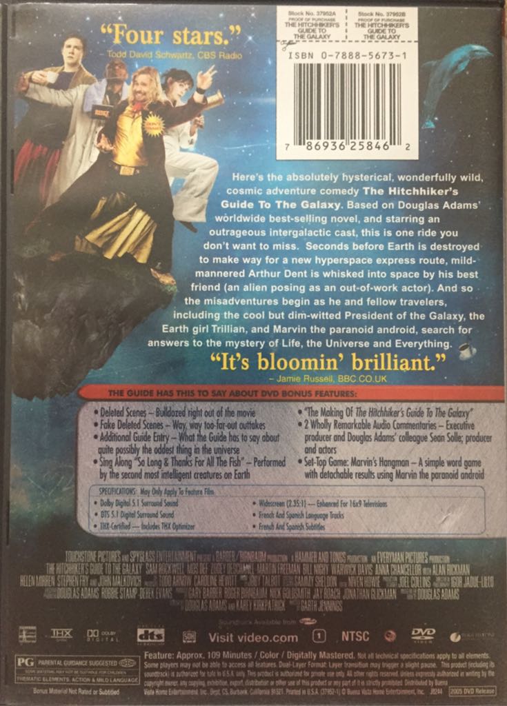 Hitchhiker’s Guide to the Galaxy (2003) DVD movie collectible [Barcode 786936258462] - Main Image 2