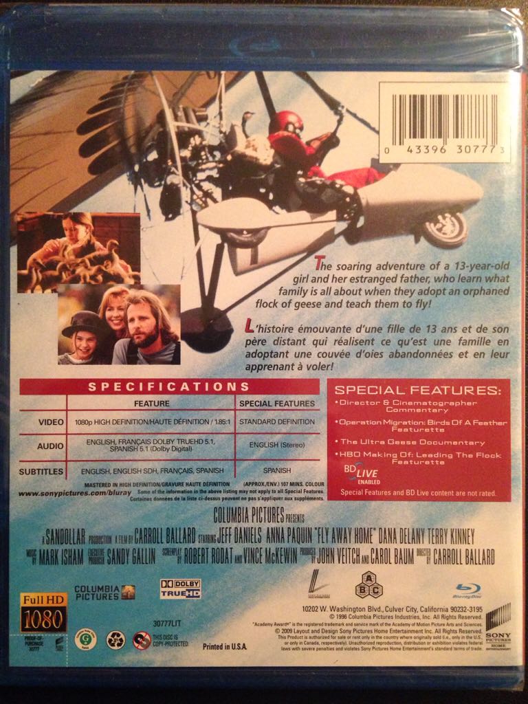 Fly Away Home Blu-ray movie collectible [Barcode 043396307773] - Main Image 2
