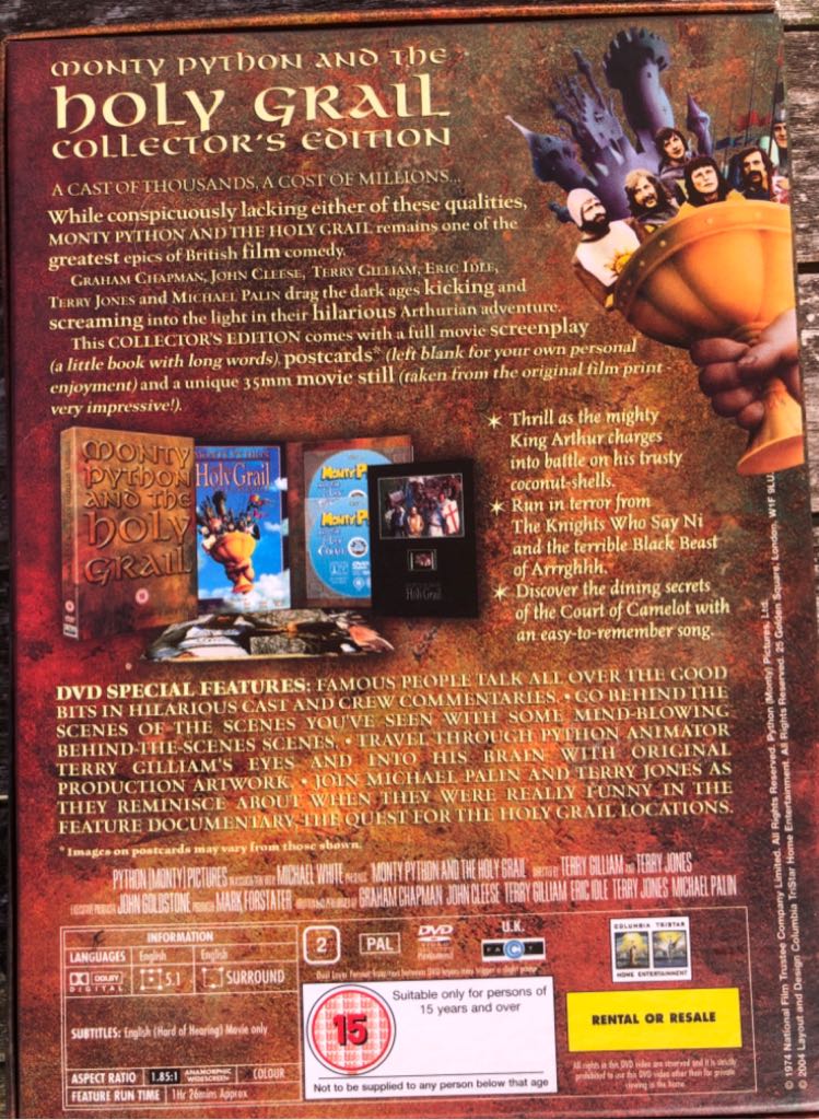 Monty Python and the Holy Grail (UK Limited Edition) DVD movie collectible [Barcode 5035822416475] - Main Image 2