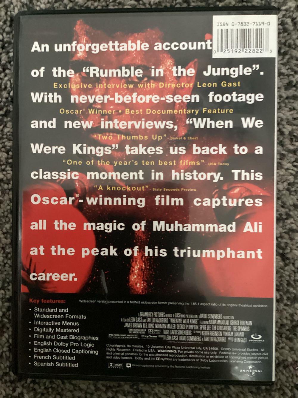 When We Were Kings DVD movie collectible [Barcode 025192228223] - Main Image 2