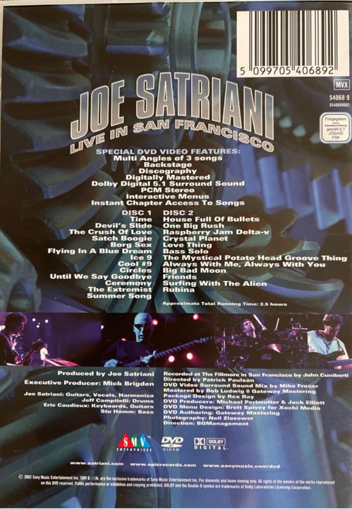 Joe Satriani - Live in San Francisco DVD movie collectible [Barcode 5099705406892] - Main Image 2