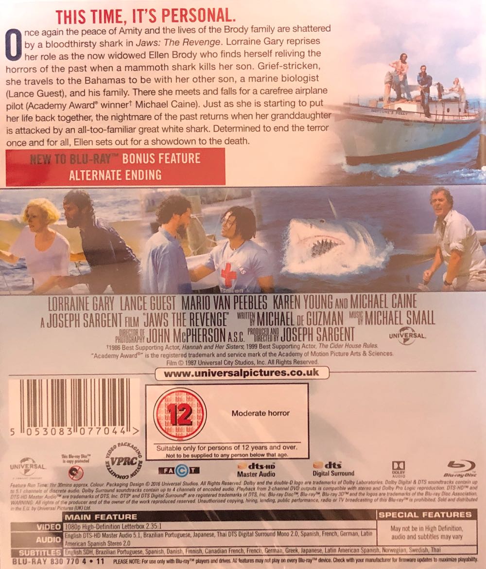Jaws The Revenge Blu-ray movie collectible [Barcode 5053083077044] - Main Image 2