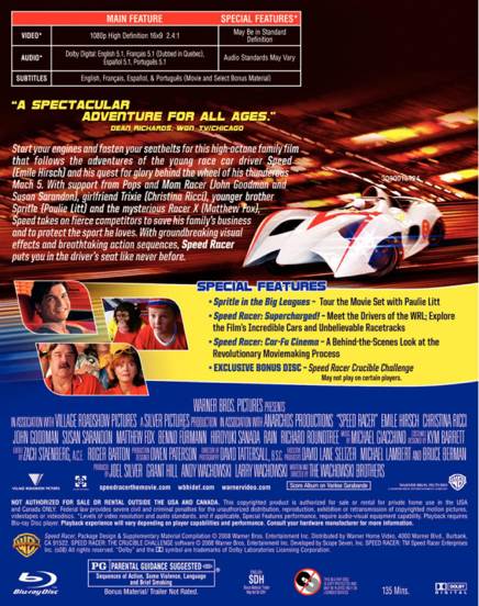 Speed Racer The Movie Blu-ray movie collectible [Barcode 085391176459] - Main Image 2