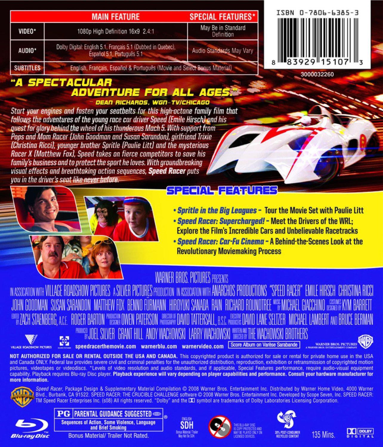 Speed Racer Blu-ray movie collectible [Barcode 883929151073] - Main Image 2