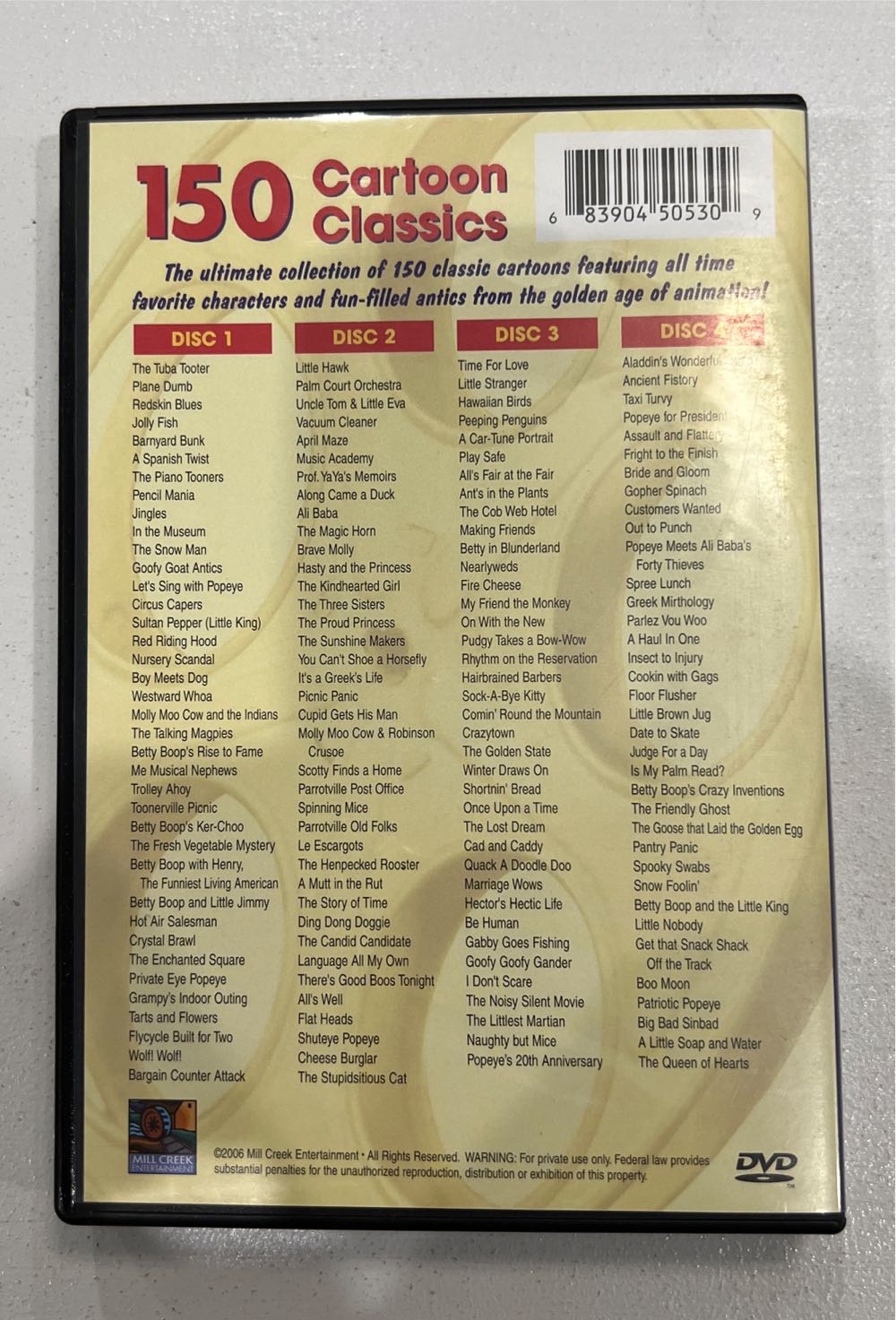 150 Cartoon Classics DVD movie collectible [Barcode 683904505309] - Main Image 4