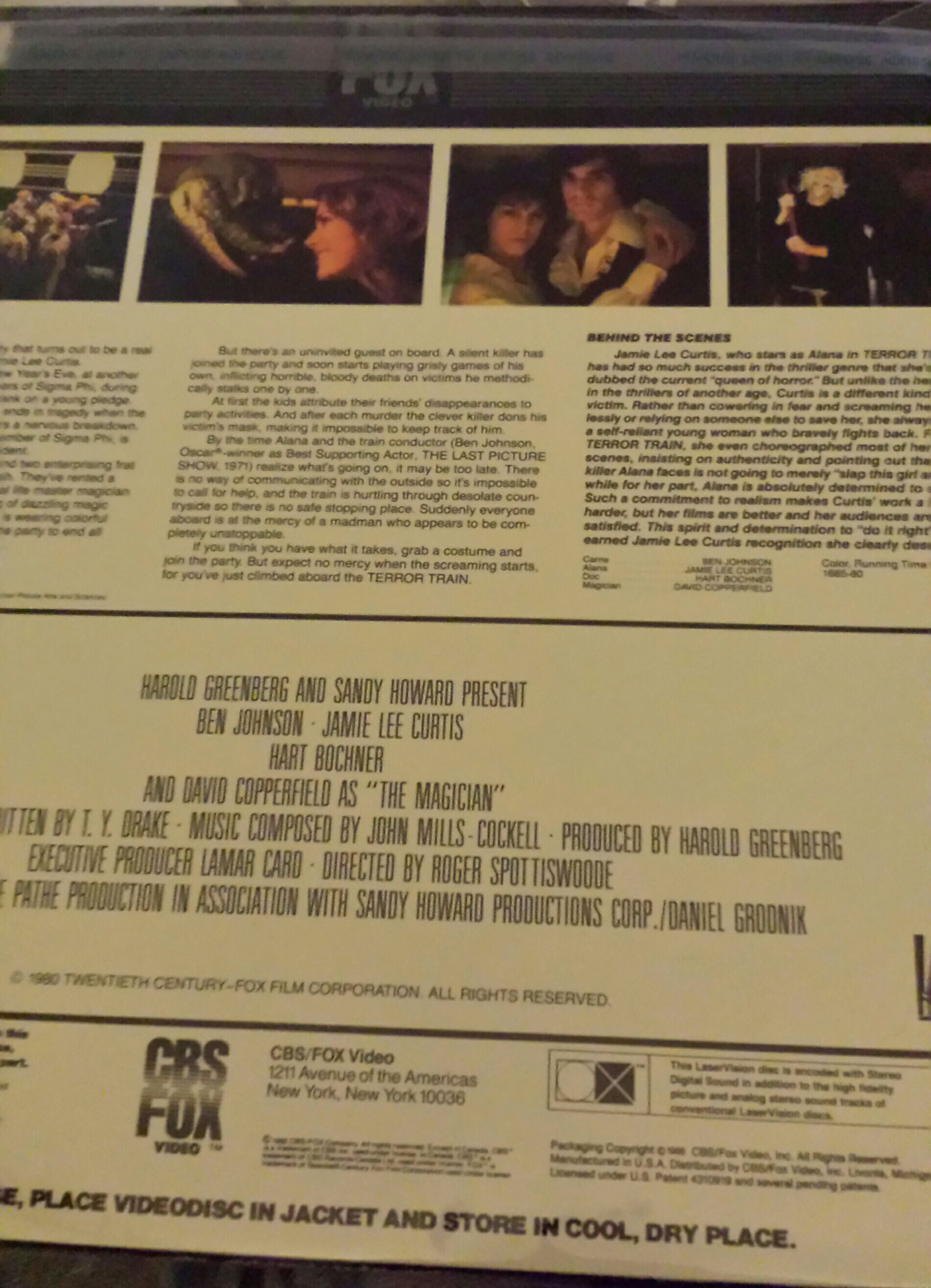 Terror Train Laser Disc movie collectible [Barcode 086162166563] - Main Image 2