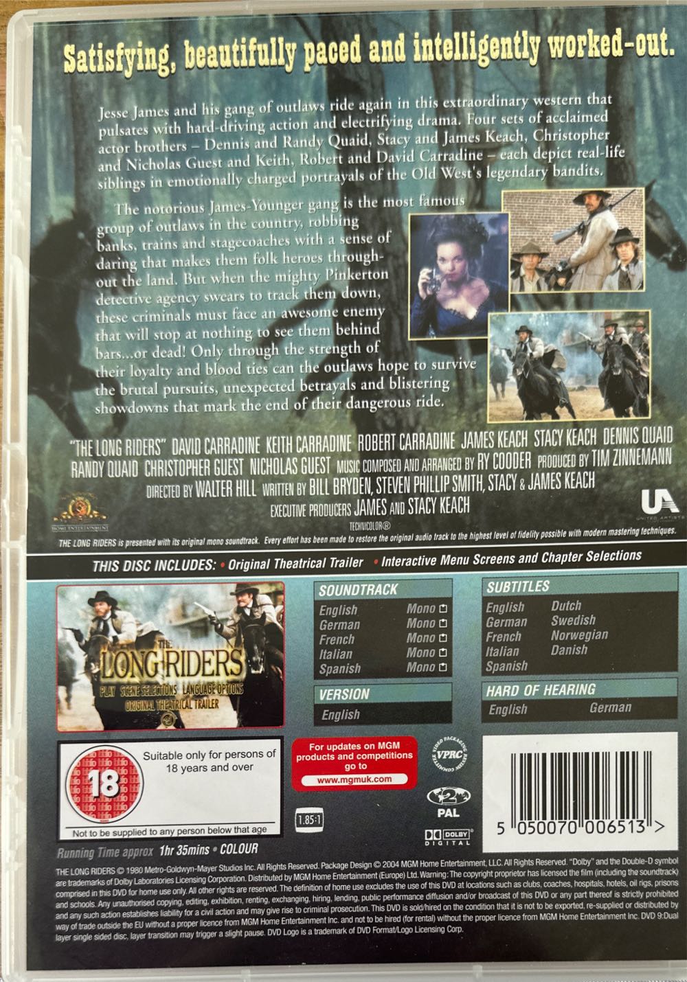 Long Riders, The DVD movie collectible [Barcode 5050070006513] - Main Image 2