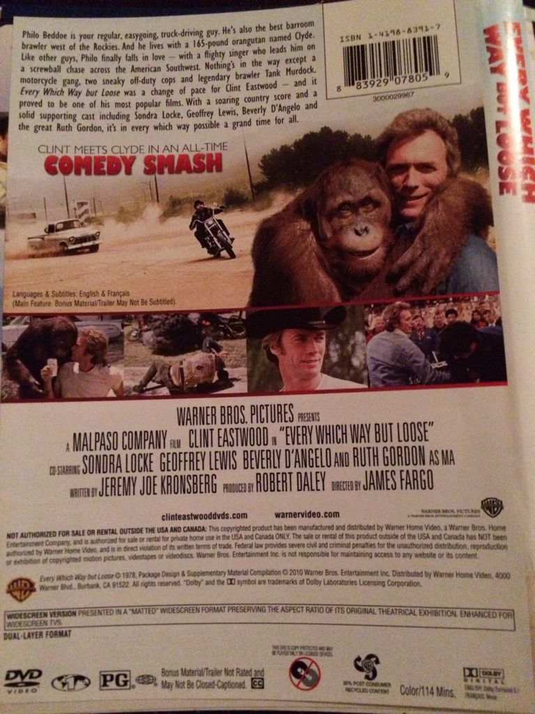 Every Which Way But Loose VHS movie collectible [Barcode 883929078059] - Main Image 2