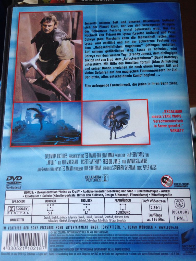 Krull DVD movie collectible [Barcode 4030521102187] - Main Image 2