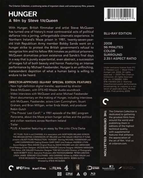 Hunger Blu-ray movie collectible [Barcode 715515052917] - Main Image 2