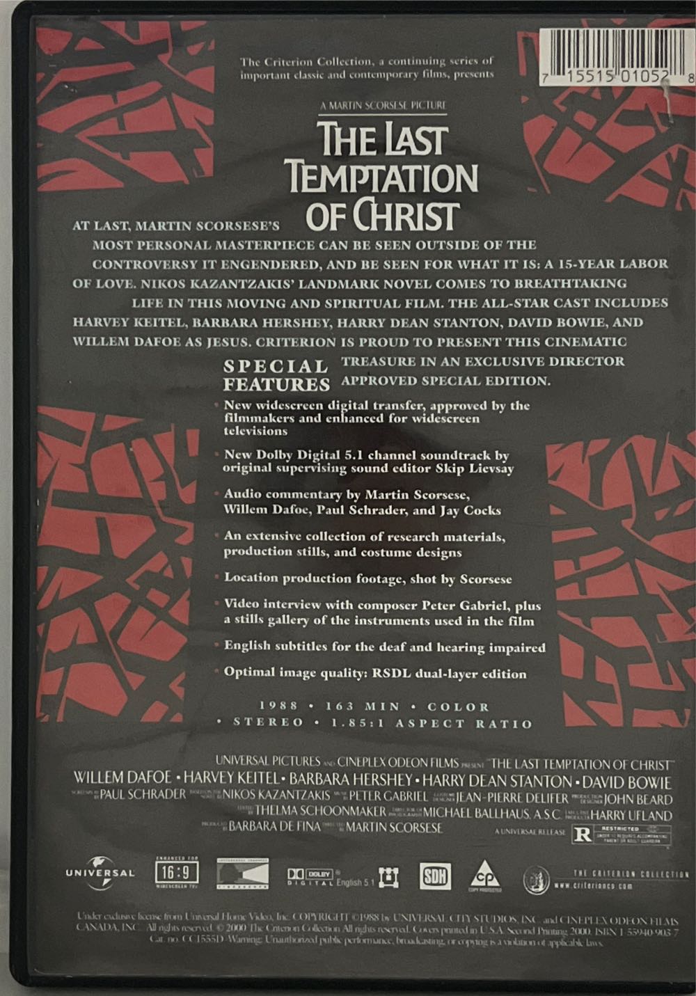 The Last Temptation of Christ DVD movie collectible [Barcode 715515010528] - Main Image 2