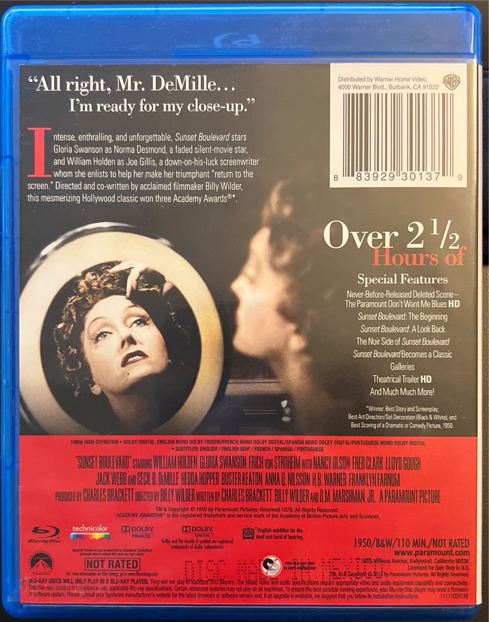 Sunset Boulevard Blu-ray movie collectible [Barcode 883929301379] - Main Image 2