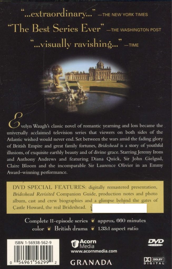 Brideshead Revisited DVD movie collectible [Barcode 054961562992] - Main Image 2