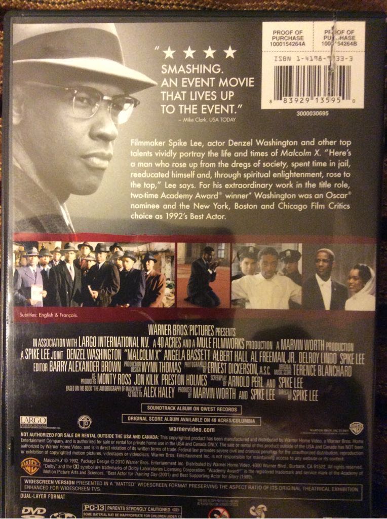 Malcolm X DVD movie collectible [Barcode 883929104772] - Main Image 2