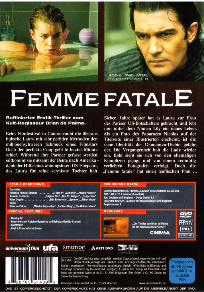 Femme Fatale Digital Copy movie collectible [Barcode 7321900244619] - Main Image 2